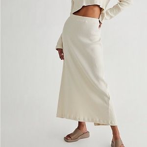 Free People Beach Josie Ecru Ribbed Knit Sweater Midi Skirt